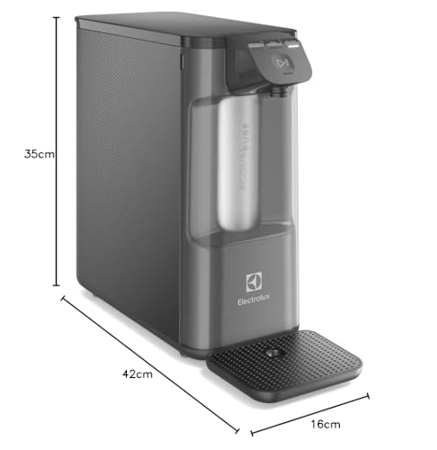 Purificador de Água Gelada Fria e Natural Elétrico Compacto Eletronico placa Electrolux Filtro refil 6 meses ou 3000l Painel Touch Bivolt Grafite PE12G