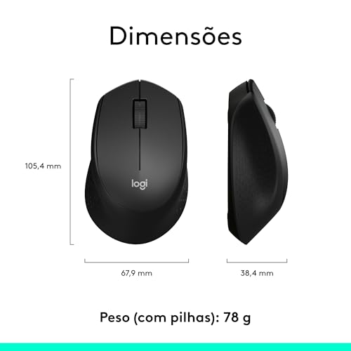 Mouse Sem Fio Logitech M330 SILENT com Clique Silencioso, Design Destro, Bateria de 18 Meses, Receptor USB, Compatível com Windows, macOS, ChromeOS e Pilha Inclusa - Preto