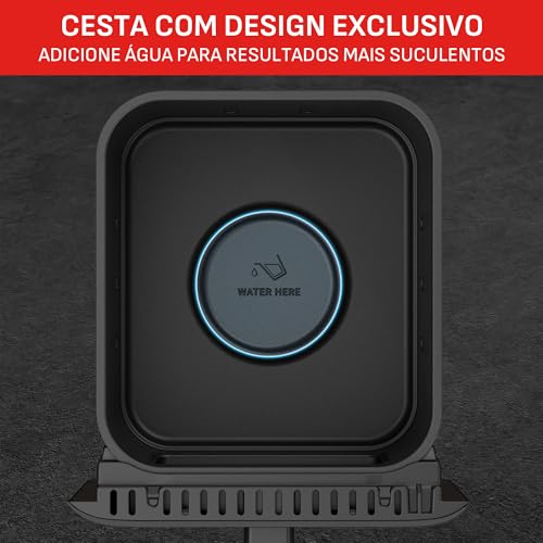 Fritadeira Sem Óleo Air Fryer Arno Easy Fry Turbo AFI6, 6L, Tecnologia Direct Heat, Cesto com Compartimento para Água, Visor Transparente, 12 Programas Automáticos, 2000W, 110V