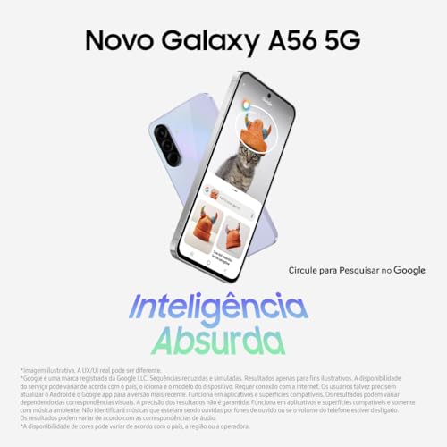 Smartphone Samsung Galaxy A56 5G 128GB, 8GB RAM, Câmera 50MP, IP67, Super AMOLED 6.7", Recursos AI, Preto