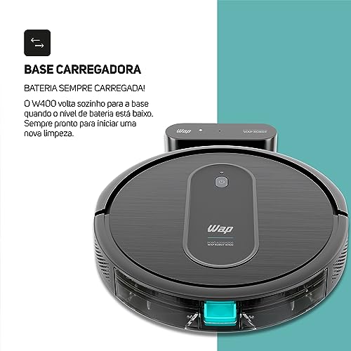WAP Aspirador de Pó Robô ROBOT W400 3 em 1, Automático, 300ml, Compatível com Assistentes de Voz, 30W 10,8VDC Bivolt