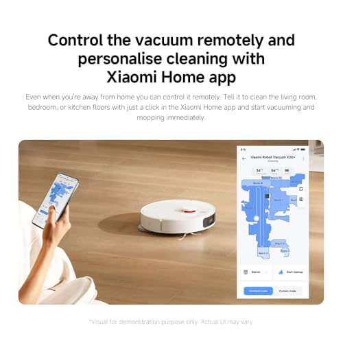 Xiaomi Robot Vacuum X20+ com estação base inteligente multifuncional 6000Pa, potência de sucção, navegação a laser LDS, controle de voz, molhado e seco, 4 L, 30 W, C101, branco