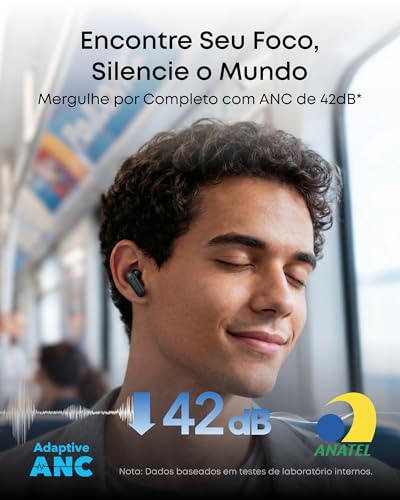 soundcore P30i da Anker, Fone de Ouvido Bluetooth 5.4 com Cancelamento de Ruído Adaptativo, Graves Poderosos, 45H de Reprodução, Estojo 2-em-1 com Suporte para Celular, IP54, Fone sem fio TWS, Preto