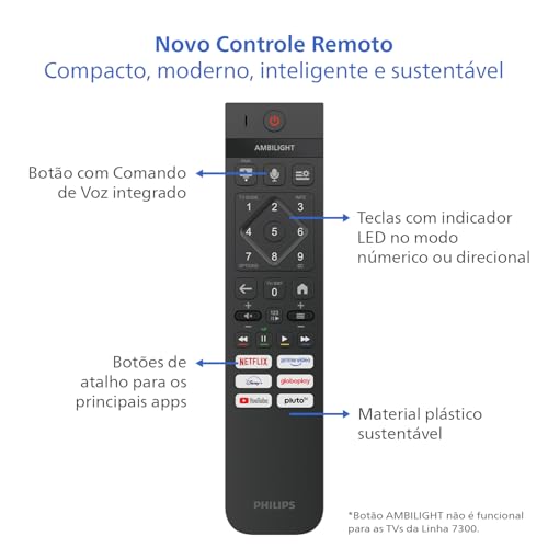 PHILIPS Smart TV, 50" 4K, 50PUG7300, Comando de Voz, Bluetooth, HDR, Dolby Atmos, HDMI, USB, Wi-Fi