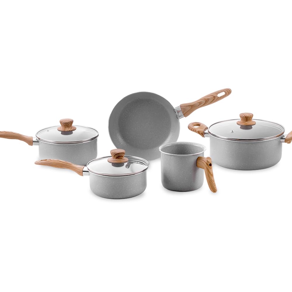 Brinox - Jogo de Panelas 5 Peças Ceramic Life Easy - Cinza