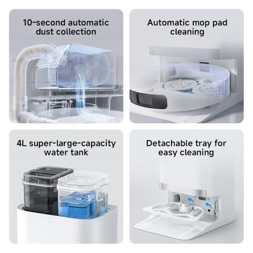Xiaomi Robot Vacuum X20+ com estação base inteligente multifuncional 6000Pa, potência de sucção, navegação a laser LDS, controle de voz, molhado e seco, 4 L, 30 W, C101, branco