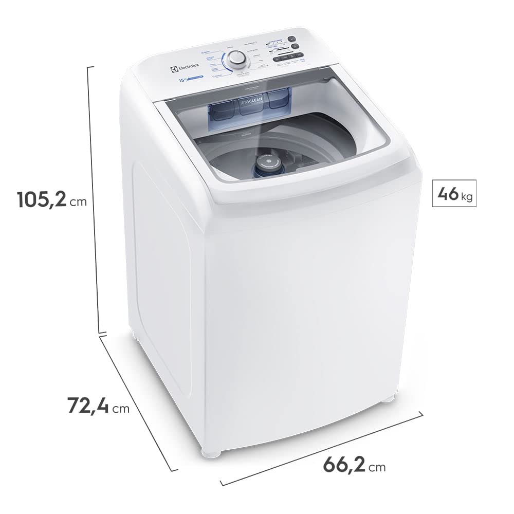 Máquina de Lavar Electrolux 15kg Branca Essential Care com Cesto Inox e Jet&Clean (LED15) - 127V