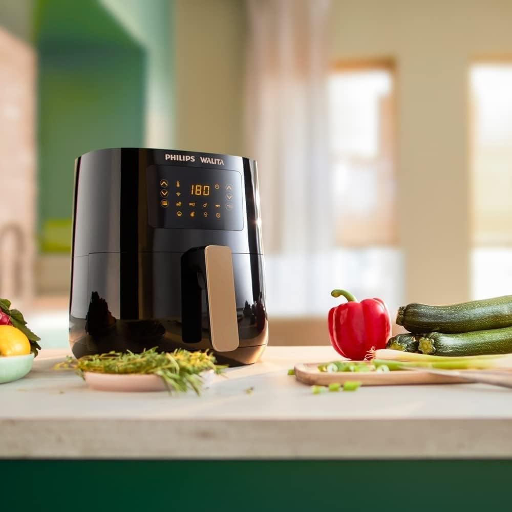 Philips Walita Preta Fritadeira Airfryer Essential XL Digital, 6.2L de capacidade, Garantia internacional de dois anos, 220V, 2000W (RI9270/91)