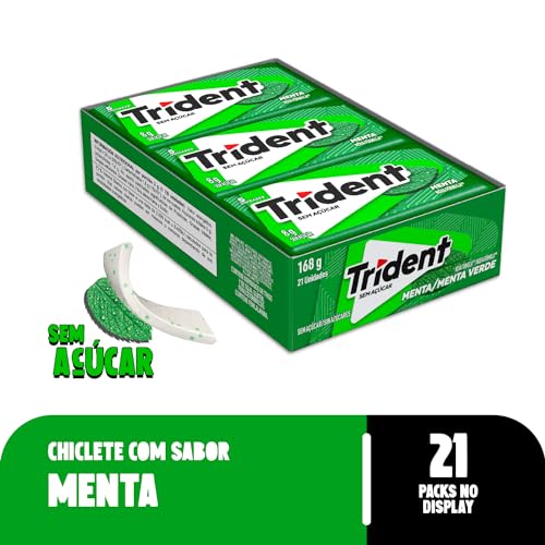 Chiclete Trident Menta Sem Açúcar - Caixa com 21 unid. de 8g