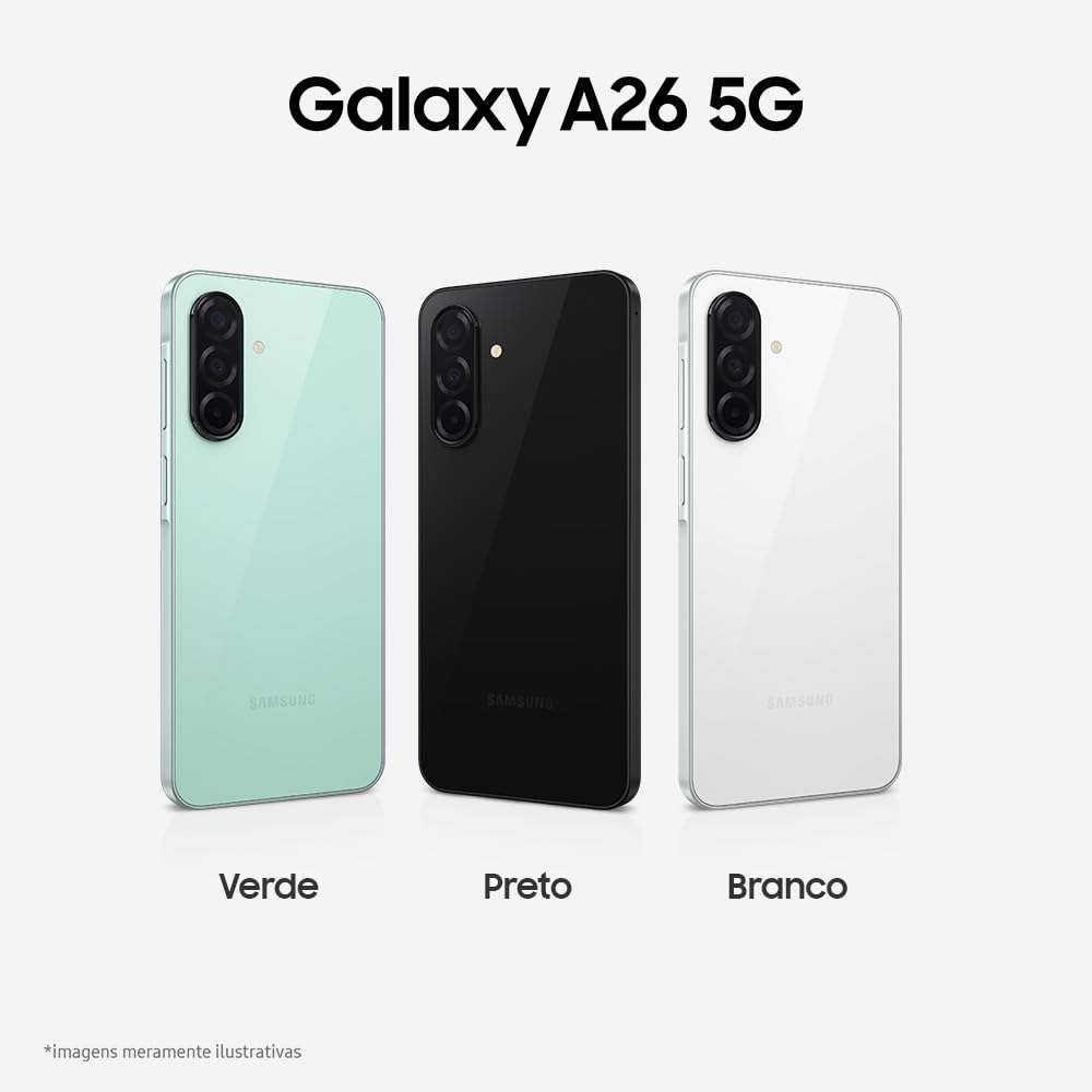 Samsung Celular Galaxy A26 5G 256GB, 8GB RAM, Câmera de 50MP, IP67, Tela Super AMOLED 6.7", NFC (Preto)