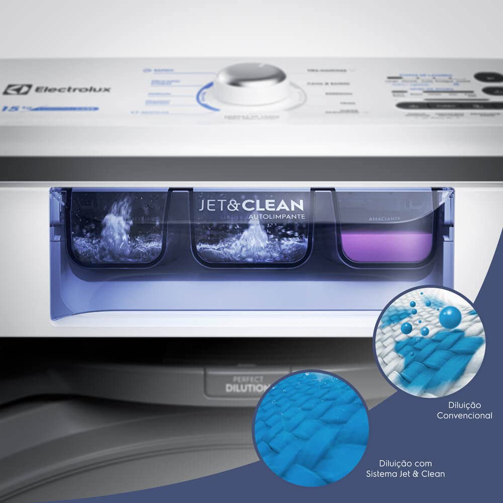 Máquina de Lavar Electrolux 15kg Branca Essential Care com Cesto Inox e Jet&Clean (LED15) - 127V