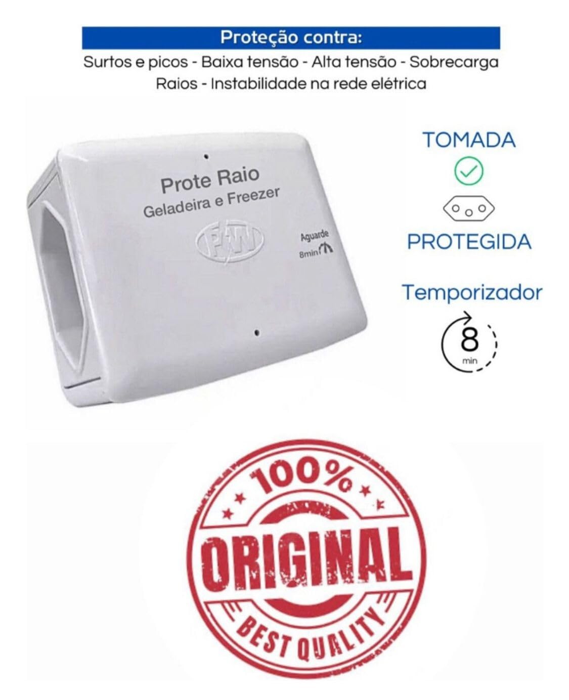 Protetor Contra Queda de Energia PW Para Freezer Ou Geladeira, Branco