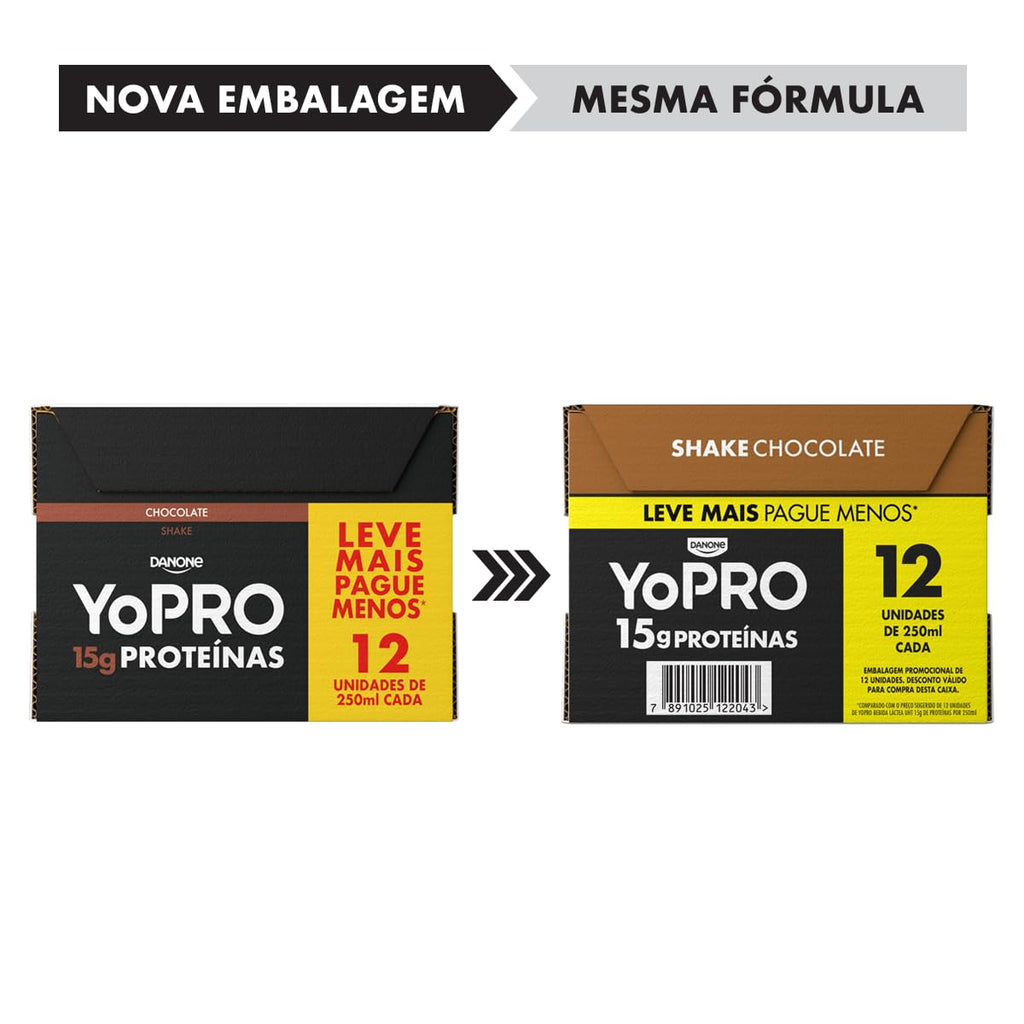 YoPRO Bebida Láctea UHT Chocolate 15g de proteínas 250ml - 12 unidades