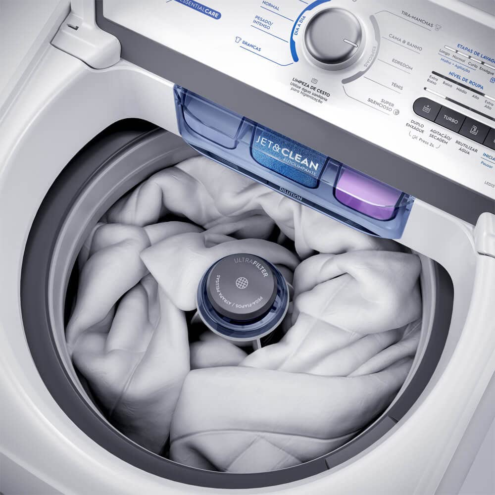 Máquina de Lavar Electrolux 15kg Branca Essential Care com Cesto Inox e Jet&Clean (LED15) - 127V