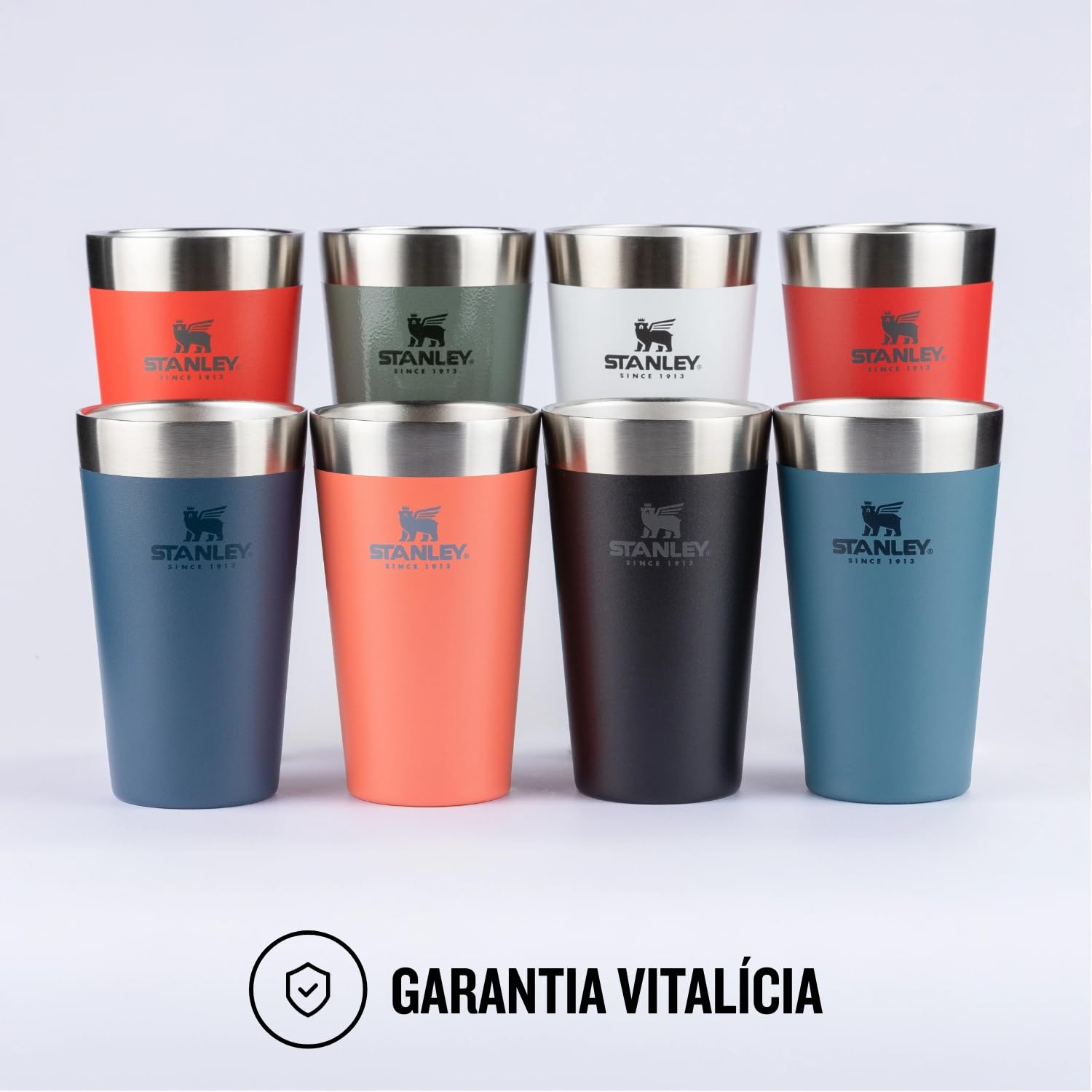 Stanley - Copo de cerveja isolado, copo empilhável Stay Chill de 473 ml, para bebidas quentes ou frias, Stainless Steel