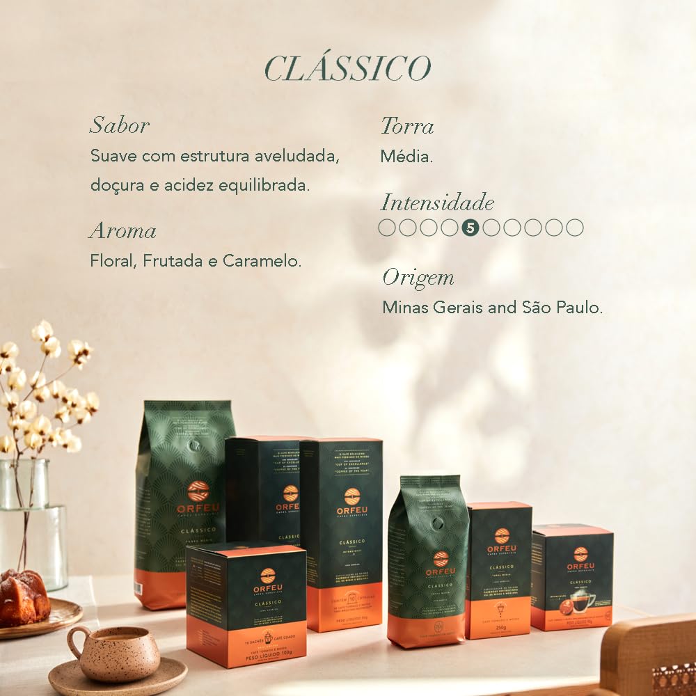 Orfeu Café Clássico em Grãos, 100% Arabica, Torra Média, 1kg
