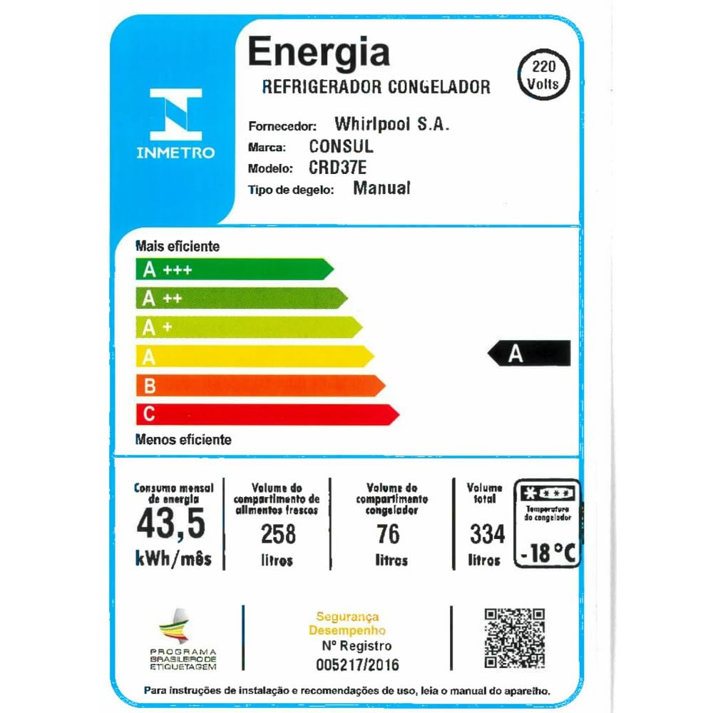 Refrigerador Consul Duplex 334 Litros Branco CRD37EBBNA – 220 Volts