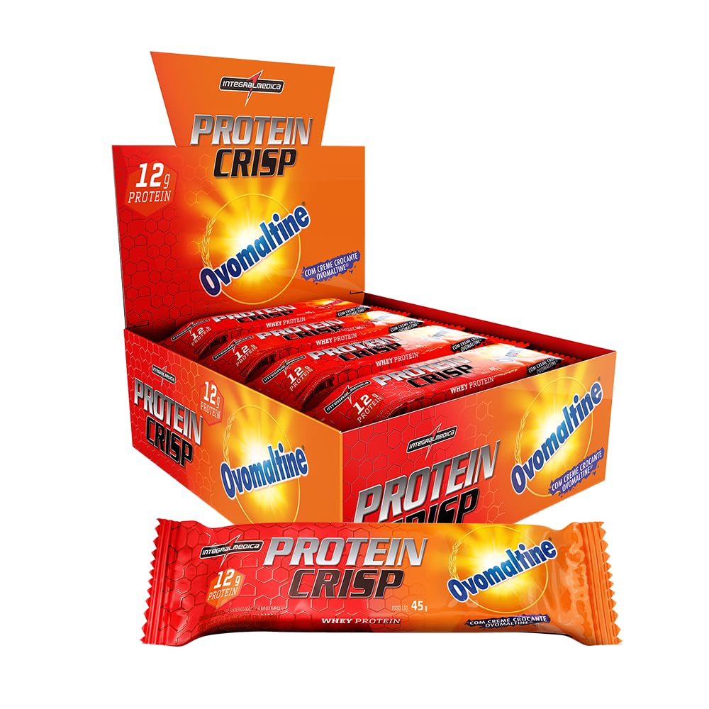 Integralmedica - Barra de Proteína Whey Protein Crisp Bar Ovomaltine - Snack Proteíco - Pré e Pós-Treino - 12 Unidades
