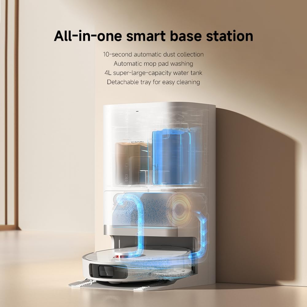 Xiaomi Robot Vacuum X20+ com estação base inteligente multifuncional 6000Pa, potência de sucção, navegação a laser LDS, controle de voz, molhado e seco, 4 L, 30 W, C101, branco