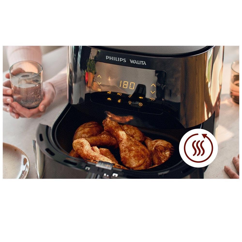 Philips Walita Preta Fritadeira Airfryer Essential XL Digital, 6.2L de capacidade, Garantia internacional de dois anos, 220V, 2000W (RI9270/91)
