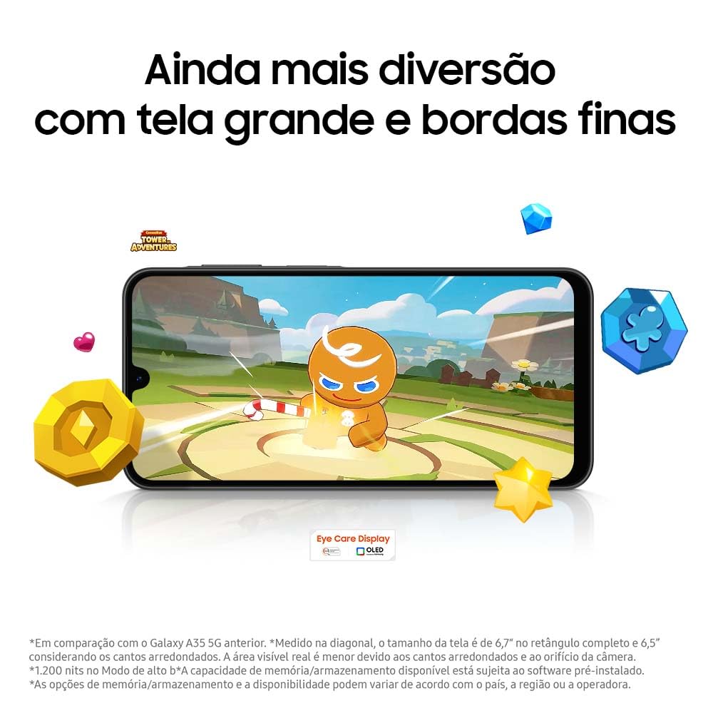 Samsung Celular Galaxy A26 5G 256GB, 8GB RAM, Câmera de 50MP, IP67, Tela Super AMOLED 6.7", NFC (Preto)