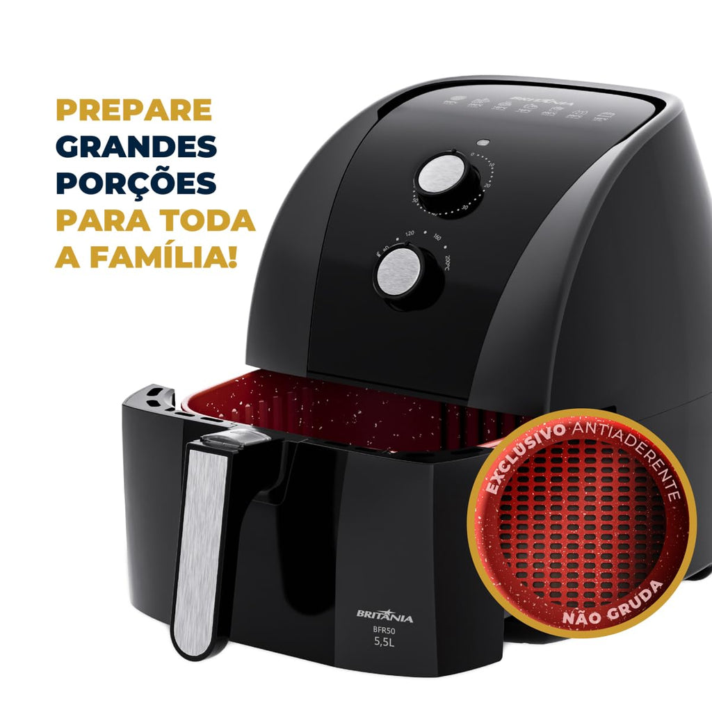 Fritadeira Air Fryer Britânia 5,5L 1500W BFR50 Redstone 127V