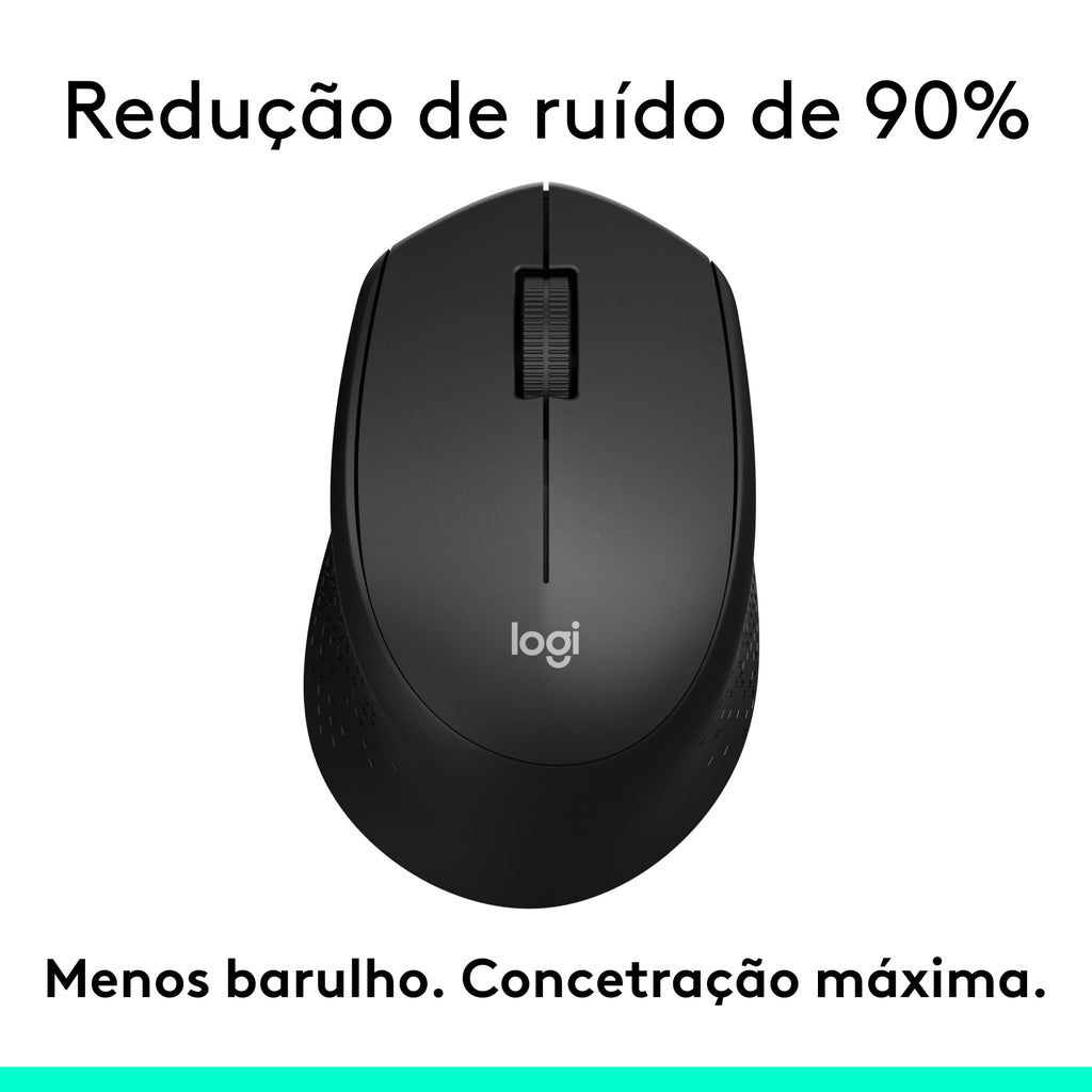Mouse Sem Fio Logitech M330 SILENT com Clique Silencioso, Design Destro, Bateria de 18 Meses, Receptor USB, Compatível com Windows, macOS, ChromeOS e Pilha Inclusa - Preto