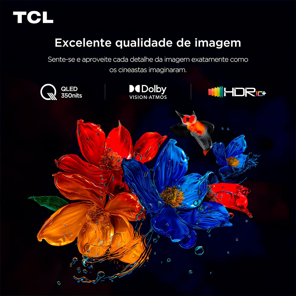 Smart TV TCL 50P7K 50" QLED 4K UHD Google TV com Dolby Vision, HDMI 2.1, Wi-Fi e Bluetooth – Preto