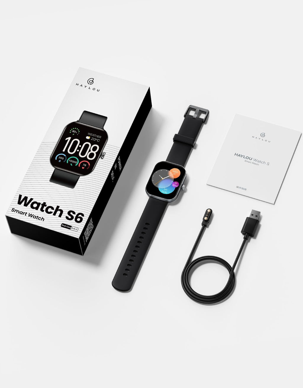 HAYLOU S6 Relógio Inteligente para Homens e Mulheres,Tela HD de 2,01",Bluetooth Telefone Chamada,127 Modos de Treino,IP68 à Prova d‘Água Relogio Smartwatch