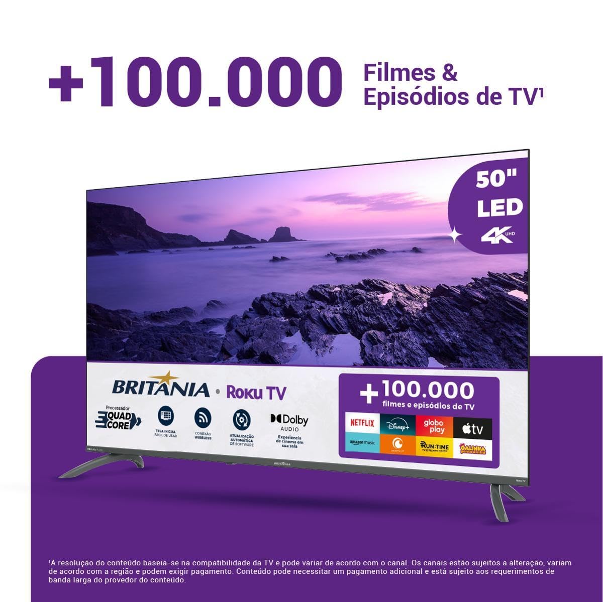 TV Smart TV 50” Britânia Roku TV LED Dolby Audio BTV50VA4REGB