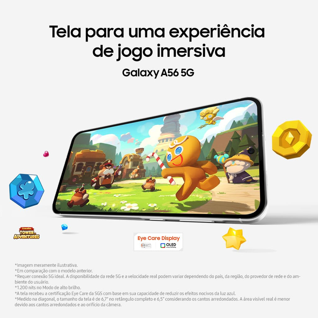 Smartphone Samsung Galaxy A56 5G 128GB, 8GB RAM, Câmera 50MP, IP67, Super AMOLED 6.7", Recursos AI, Preto