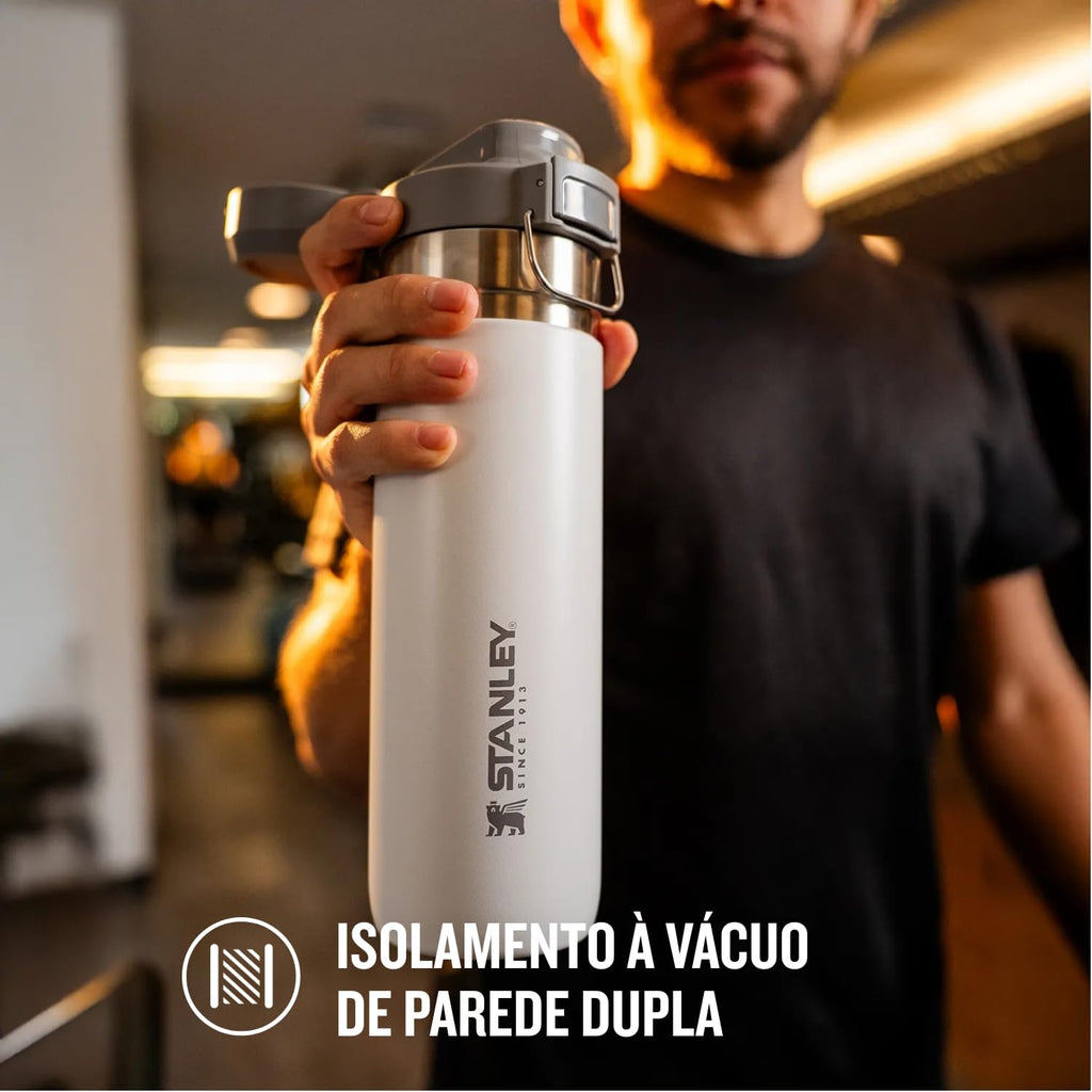 Stanley - Garrafa de água térmica Quick Flip, isolada em aço inoxidável para bebidas quentes e frias, resistente a fugas, 710 ml, Polar