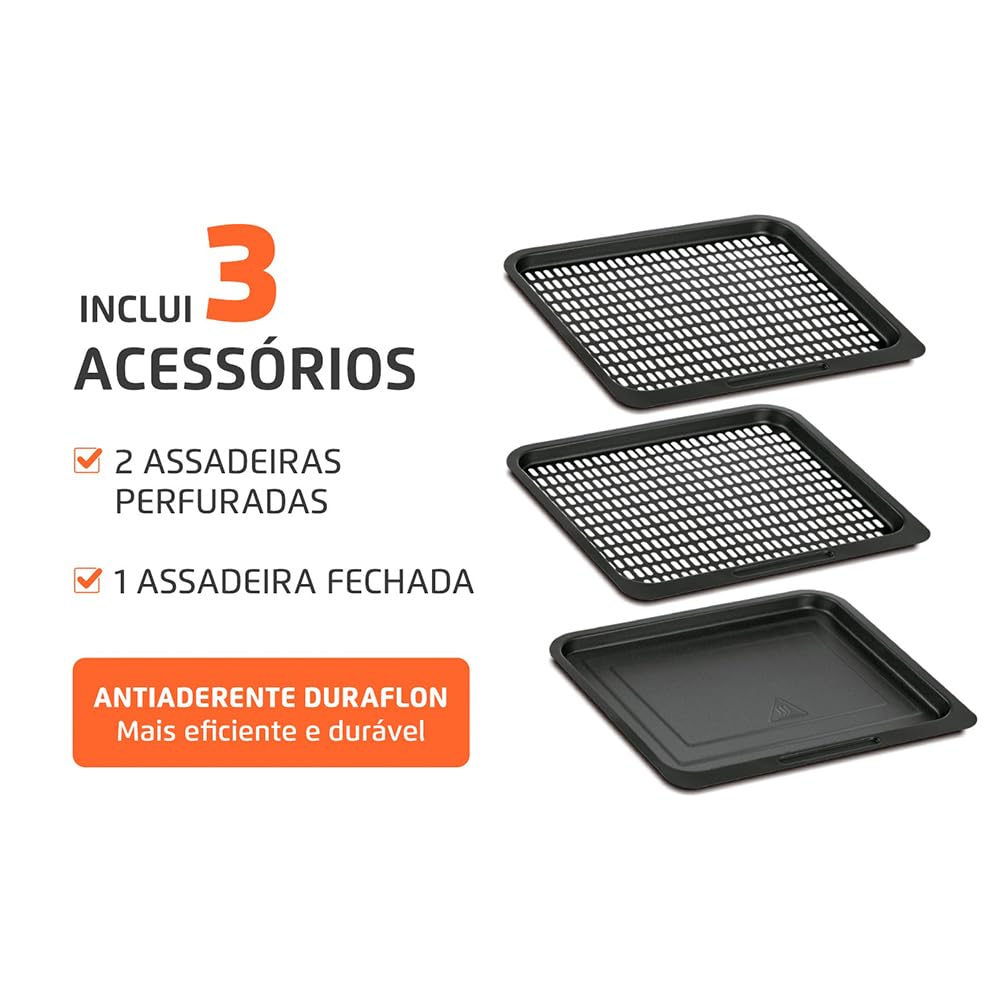 MONDIAL Fritadeira Air Fryer Forno Oven 12L, Preto/Inox, 2000W, 110V - AFON-12L-BI
