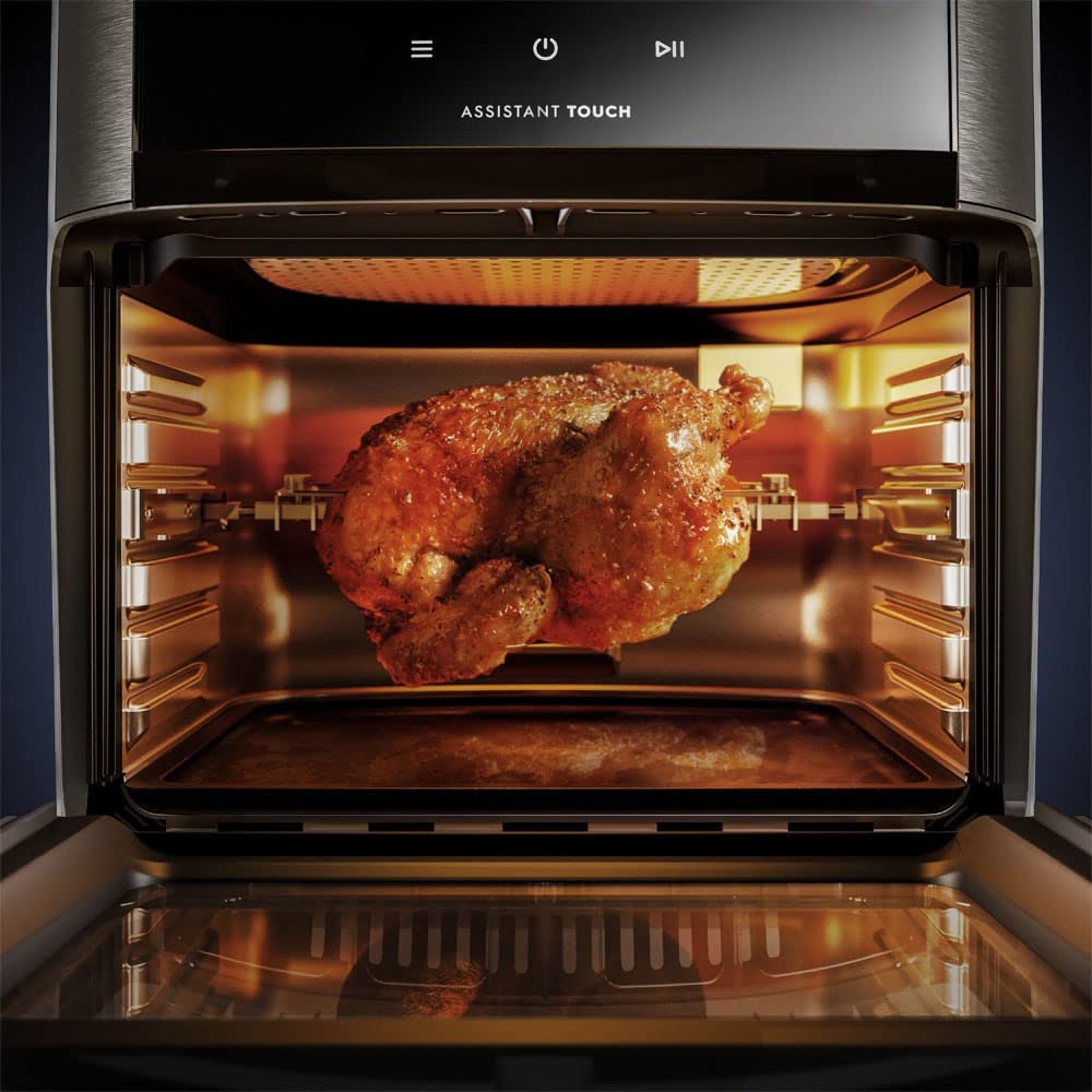 Electrolux Air Fryer Forno 5 x 1 12L 1700W Digital Espeto Giratório 2 Bandejas Antiaderentes 10 funções 7 Receitas aviso sonoro Fritadeira Elétrica sem Óleo Forno Bancada EAF90 Grafite 127V