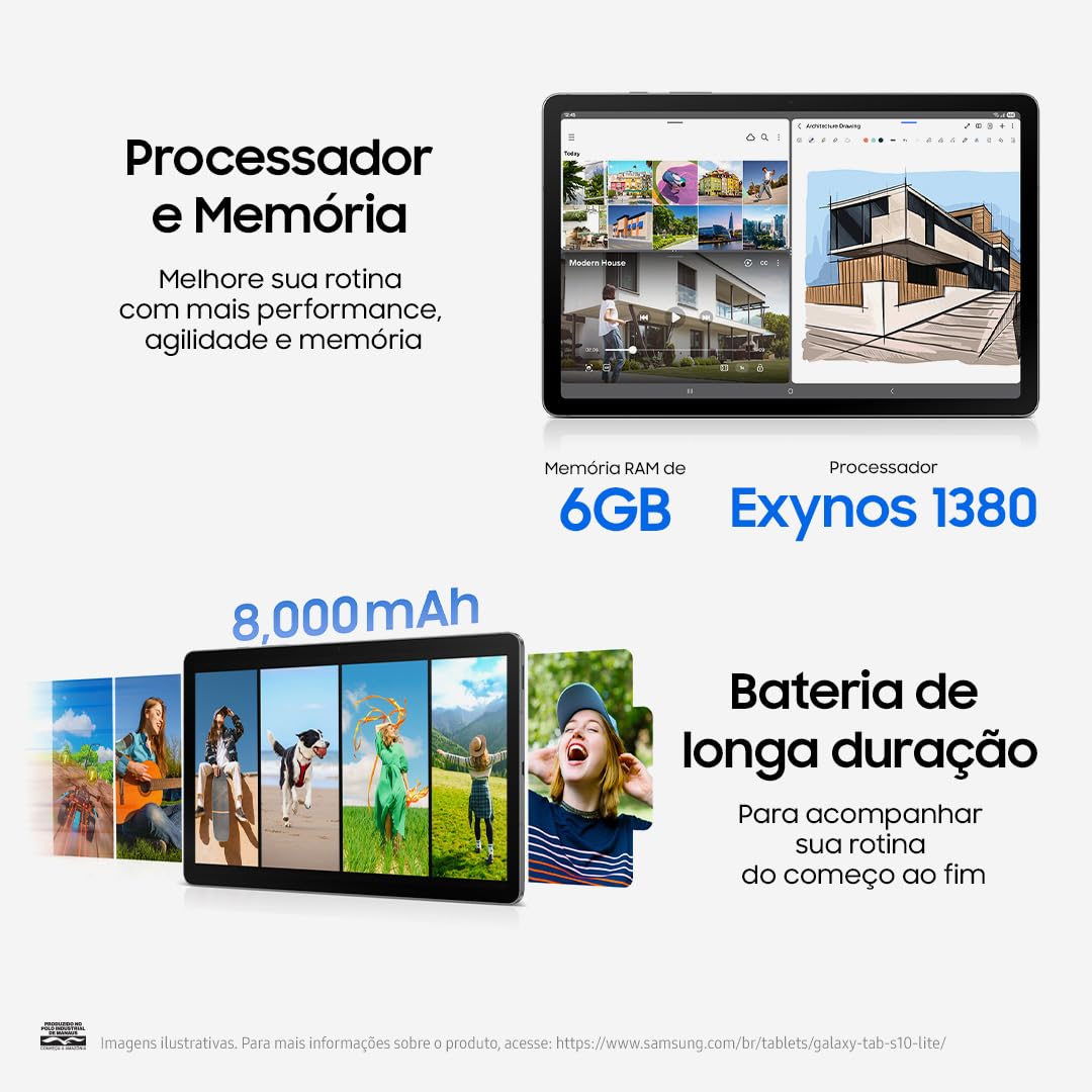 Galaxy Tab S10 Lite, 128GB, Tela 10.9", WIFI, Cinza