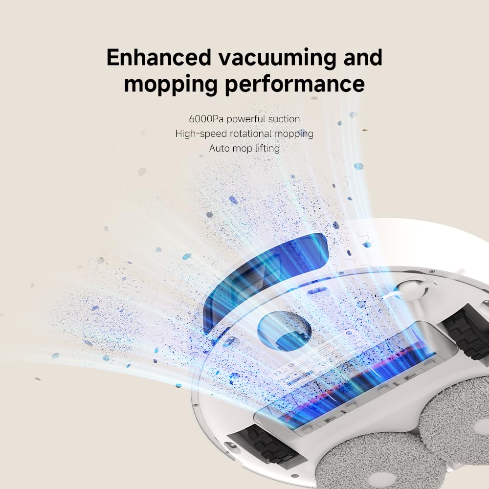 Xiaomi Robot Vacuum X20+ com estação base inteligente multifuncional 6000Pa, potência de sucção, navegação a laser LDS, controle de voz, molhado e seco, 4 L, 30 W, C101, branco