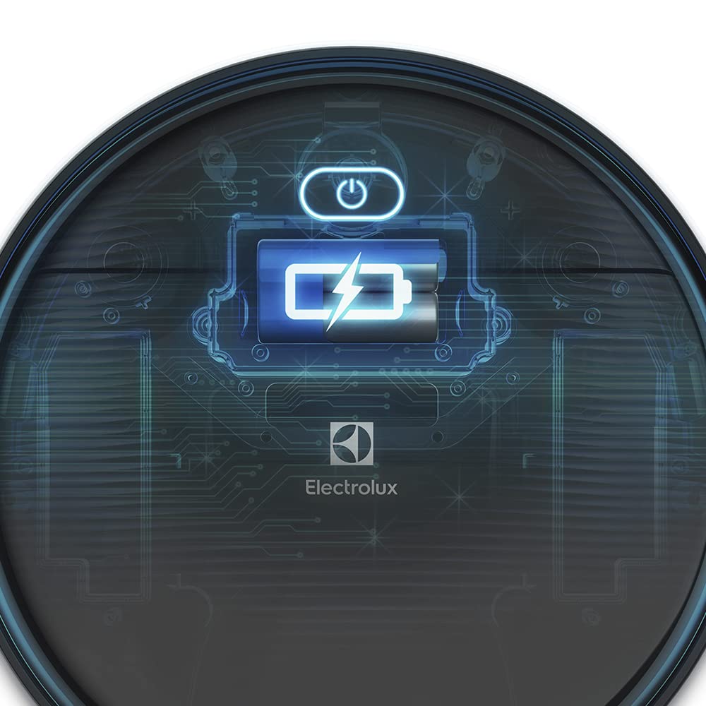 Aspirador de po robo Electrolux 2h20min controle remoto base carregamento bateria longa duração automatico varre aspira passa pano ERB30 bivolt preto sensor antiqueda