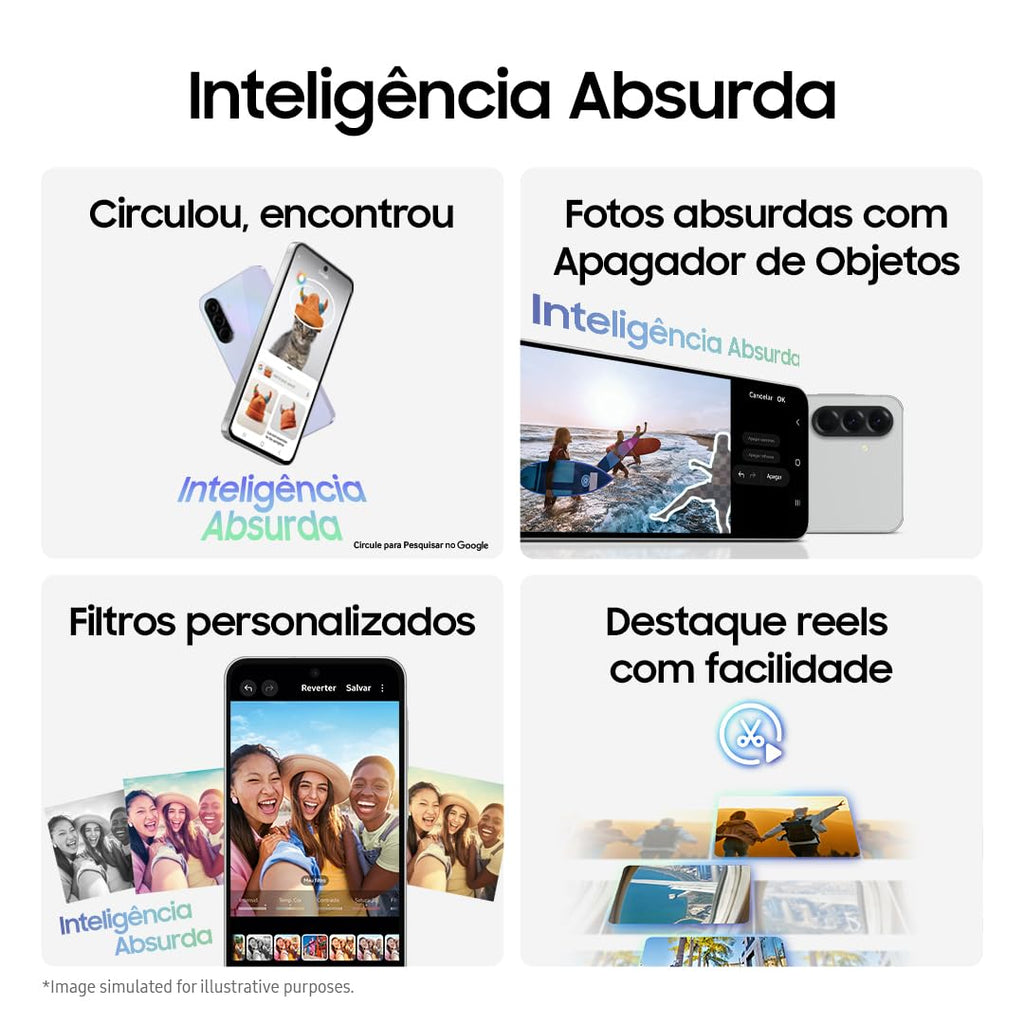 Smartphone Samsung Galaxy A56 5G 128GB, 8GB RAM, Câmera 50MP, IP67, Super AMOLED 6.7", Recursos AI, Preto