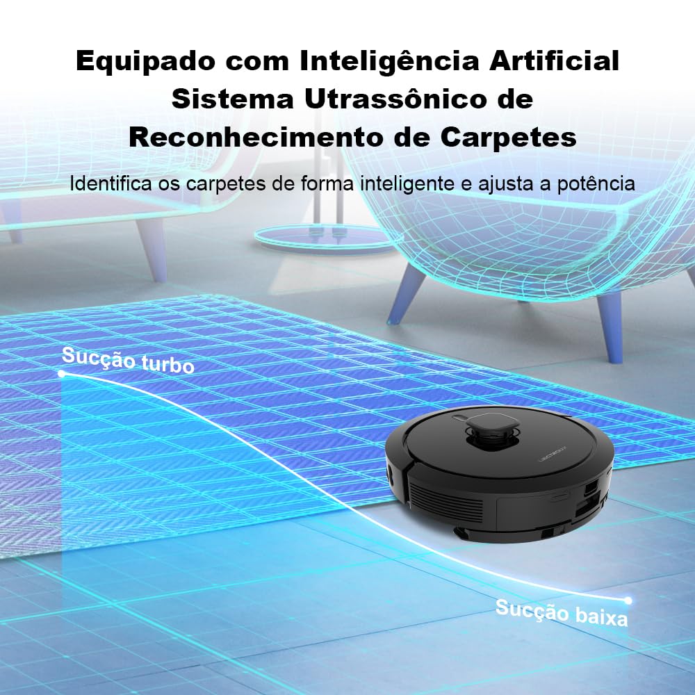 Robô Aspirador Liectroux G7 4 em 1 Aspira Varre Passa Pano Base Autolimpante Com Aplicativo Compatível Com Alexa e Google Mapeamento Inteligente Salva os Mapas