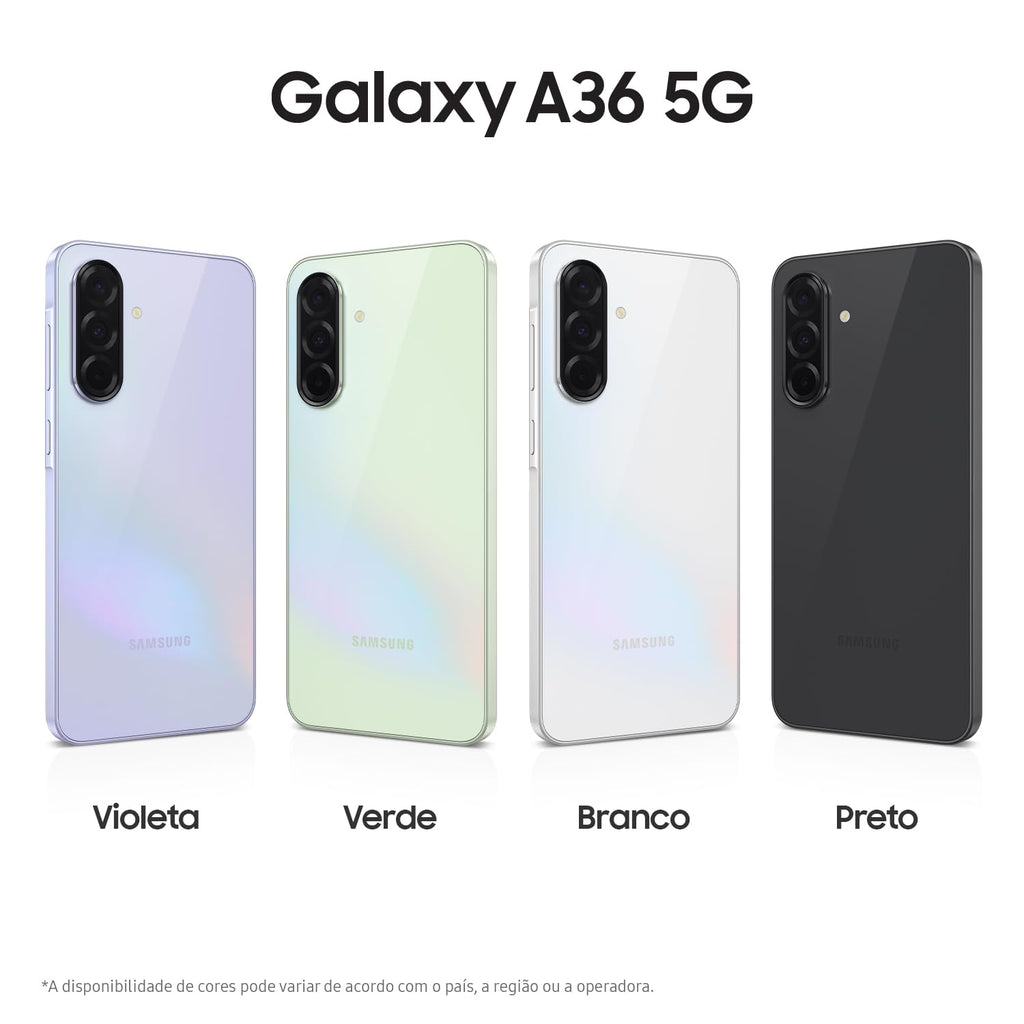 Celular Samsung Galaxy A36 5G 128GB, 6GB RAM, Câmera 50MP, IP67, Super AMOLED 6.7", Recursos AI, Preto