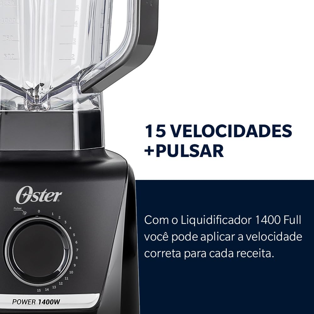 Liquidificador 1400 Full Oster Preto 3,2L - 127V
