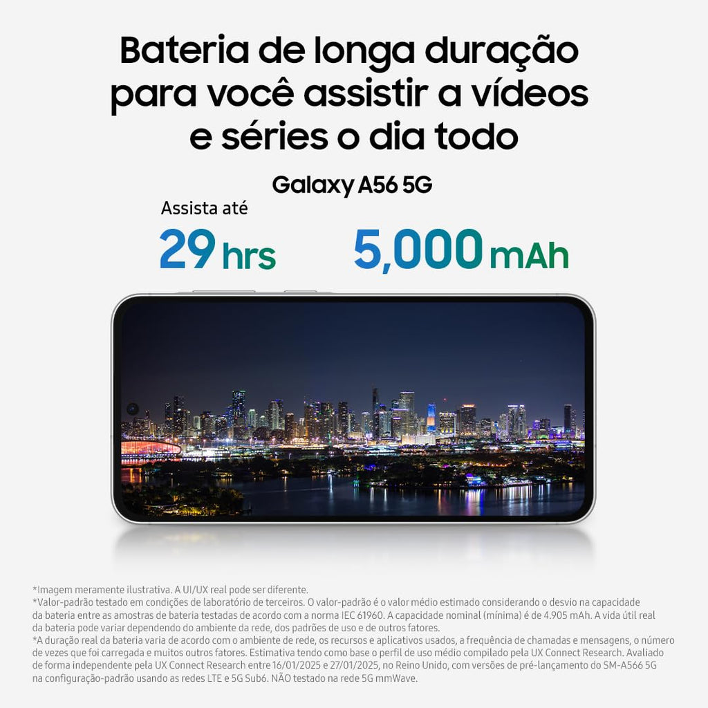 Smartphone Samsung Galaxy A56 5G 128GB, 8GB RAM, Câmera 50MP, IP67, Super AMOLED 6.7", Recursos AI, Preto