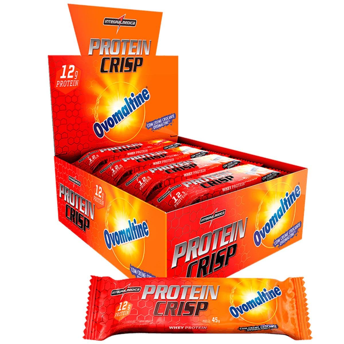 Integralmedica - Barra de Proteína Whey Protein Crisp Bar Ovomaltine - Snack Proteíco - Pré e Pós-Treino - 12 Unidades