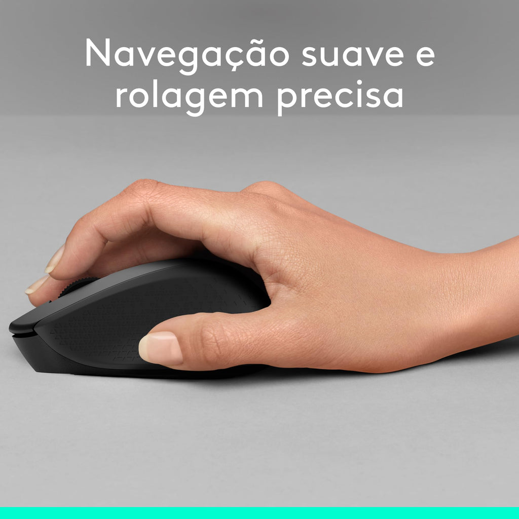 Mouse Sem Fio Logitech M330 SILENT com Clique Silencioso, Design Destro, Bateria de 18 Meses, Receptor USB, Compatível com Windows, macOS, ChromeOS e Pilha Inclusa - Preto