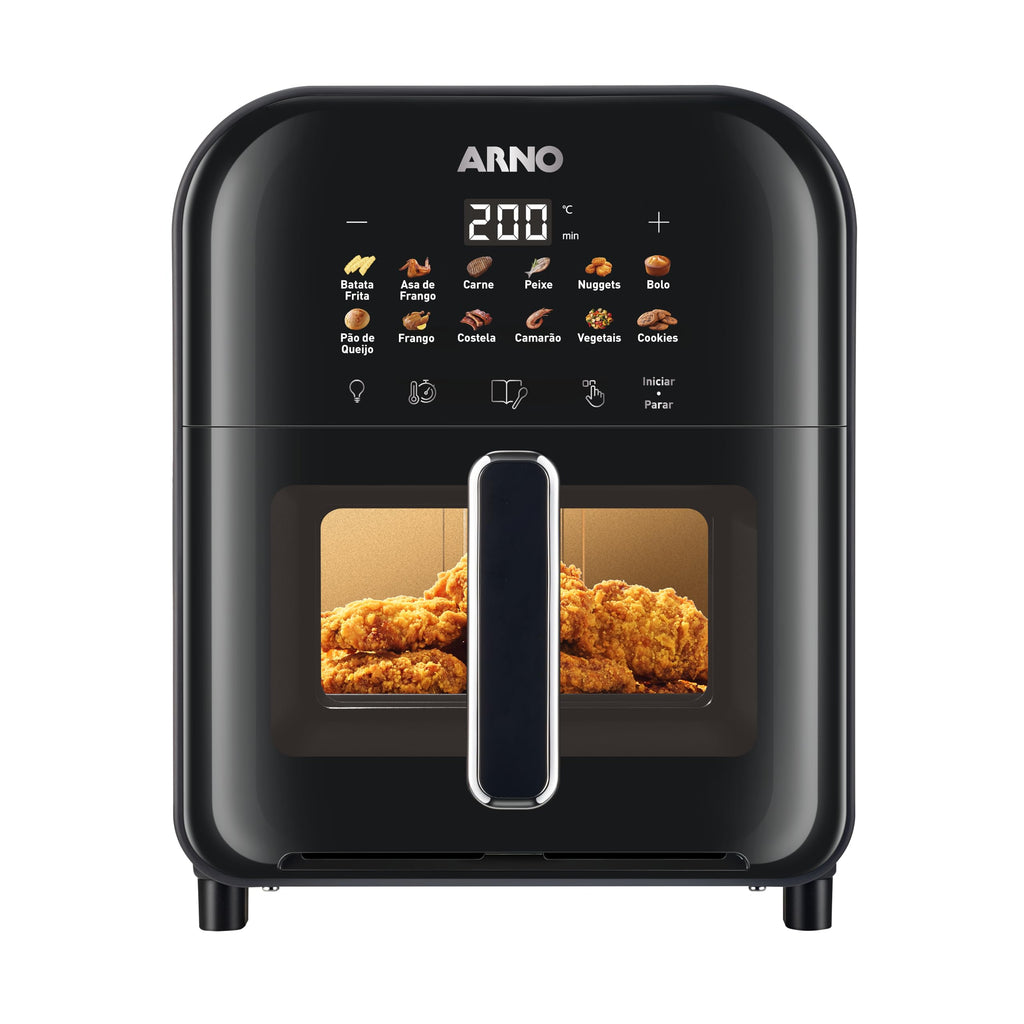 Fritadeira Sem Óleo Air Fryer Arno Easy Fry Turbo AFI6, 6L, Tecnologia Direct Heat, Cesto com Compartimento para Água, Visor Transparente, 12 Programas Automáticos, 2000W, 110V