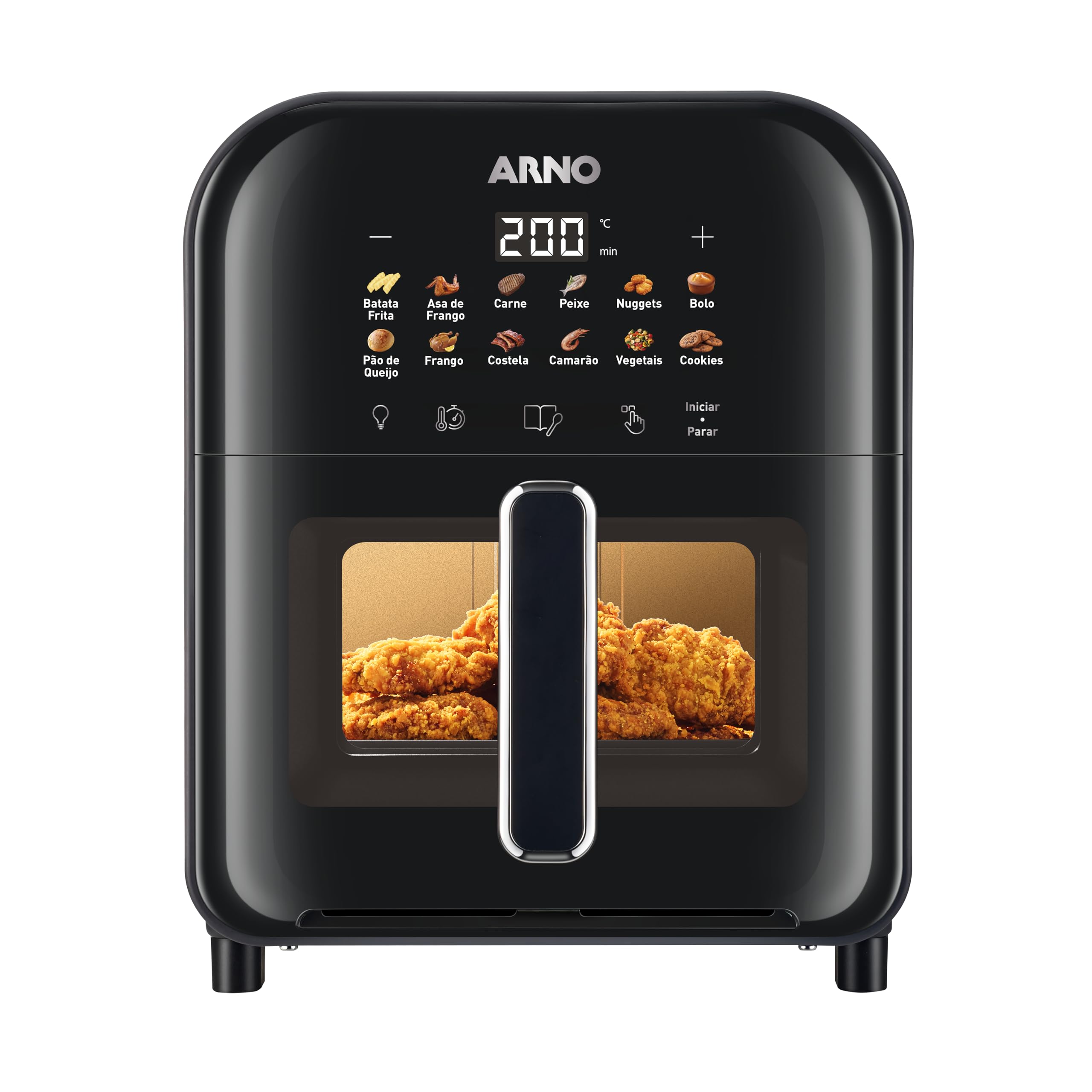 Fritadeira Sem Óleo Air Fryer Arno Easy Fry Turbo AFI6, 6L, Tecnologia Direct Heat, Cesto com Compartimento para Água, Visor Transparente, 12 Programas Automáticos, 2000W, 110V