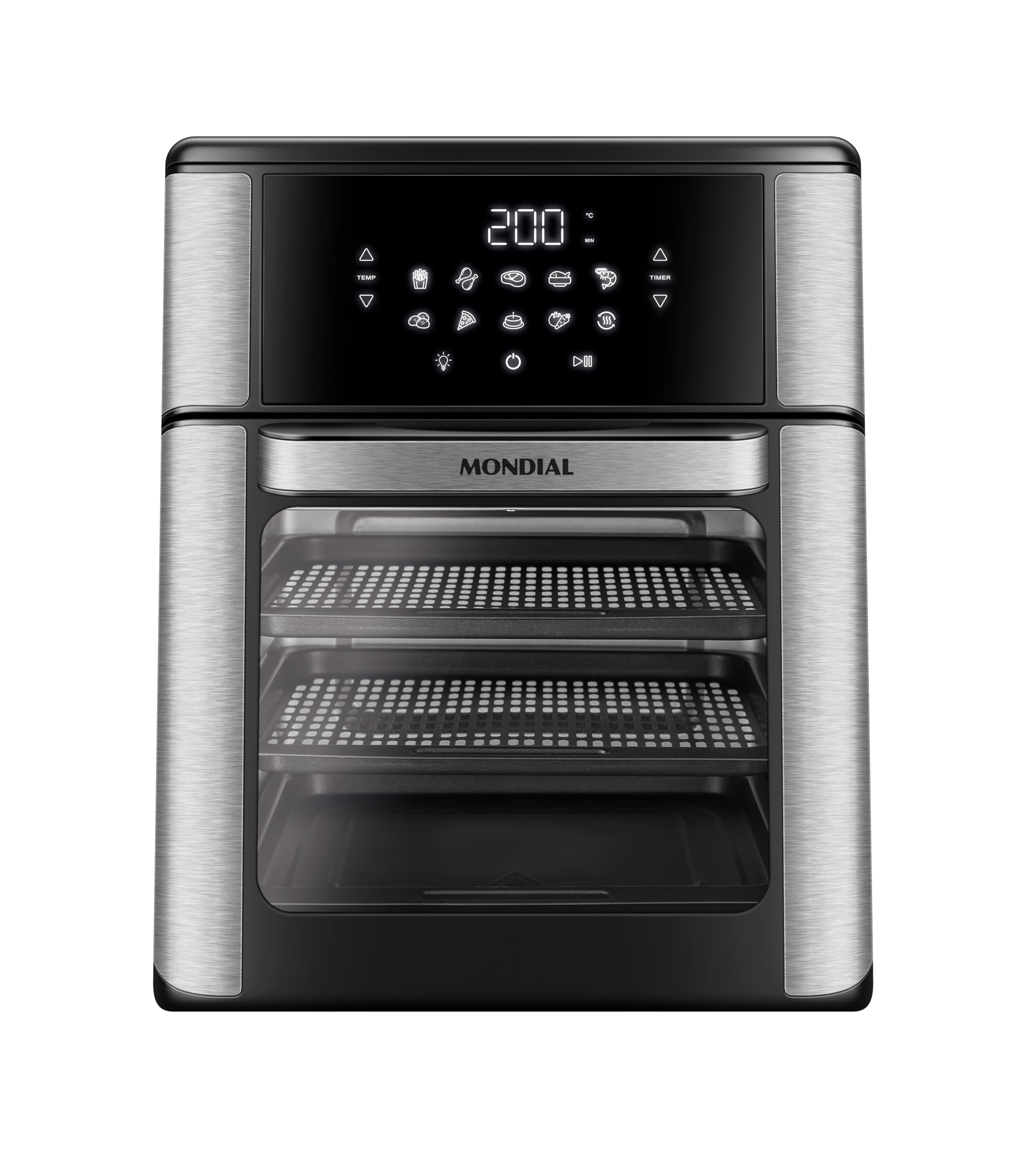 MONDIAL Fritadeira Air Fryer Forno Oven 12L, Preto/Inox, 2000W, 110V - AFON-12L-BI