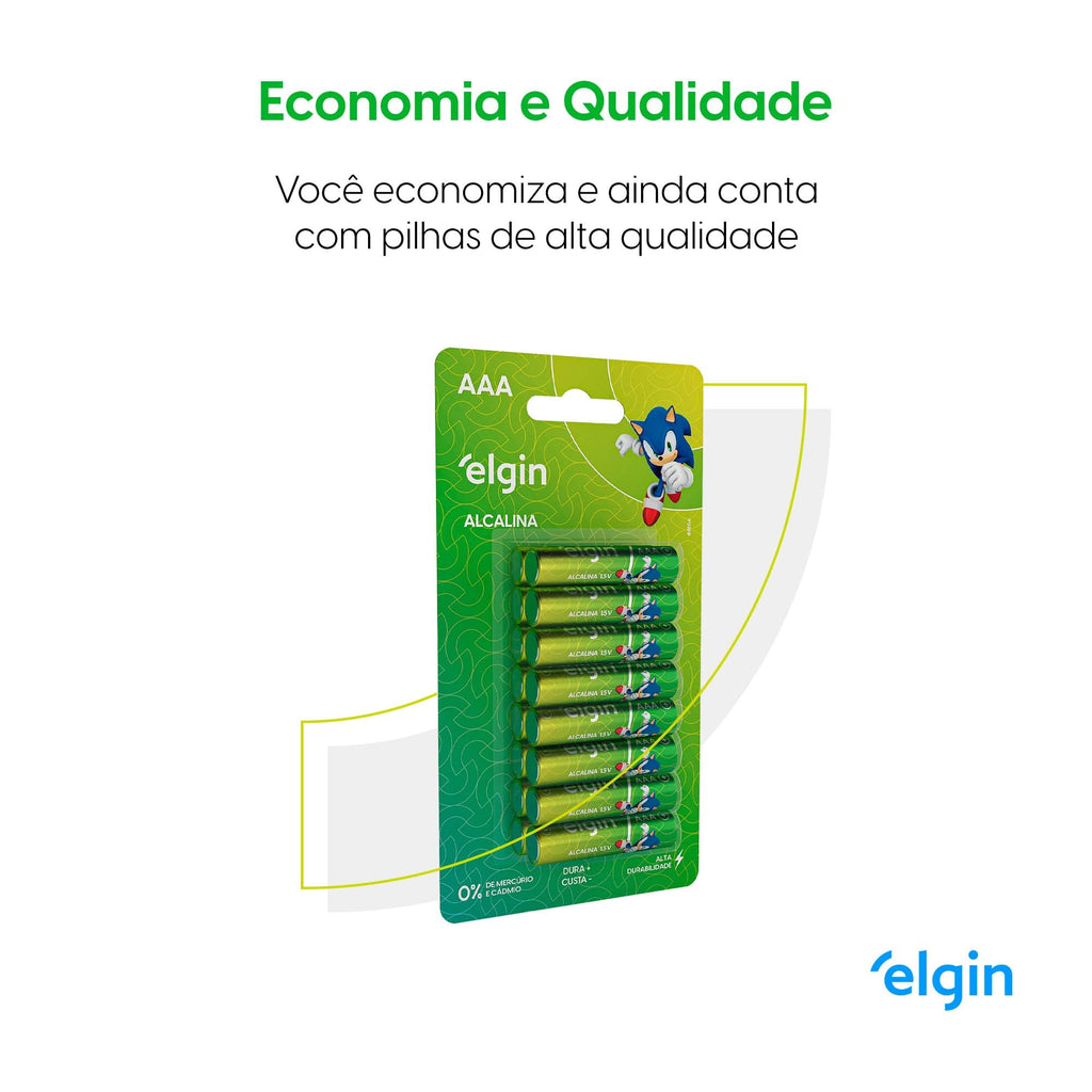Pilha Alcalina AAA com 16 unidades Elgin Palito