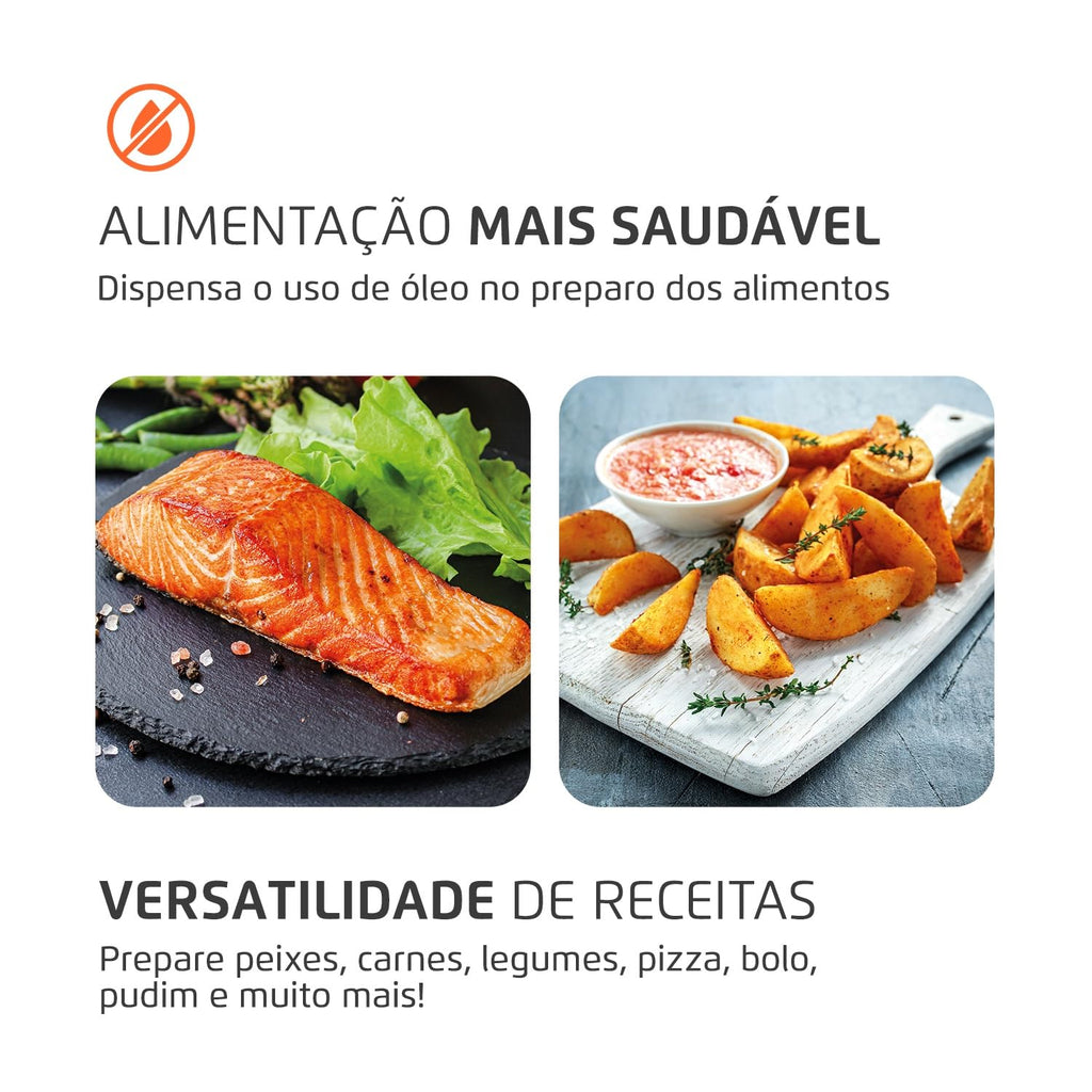 MONDIAL Fritadeira Air Fryer Forno Oven 12L, Preto/Inox, 2000W, 110V - AFON-12L-BI