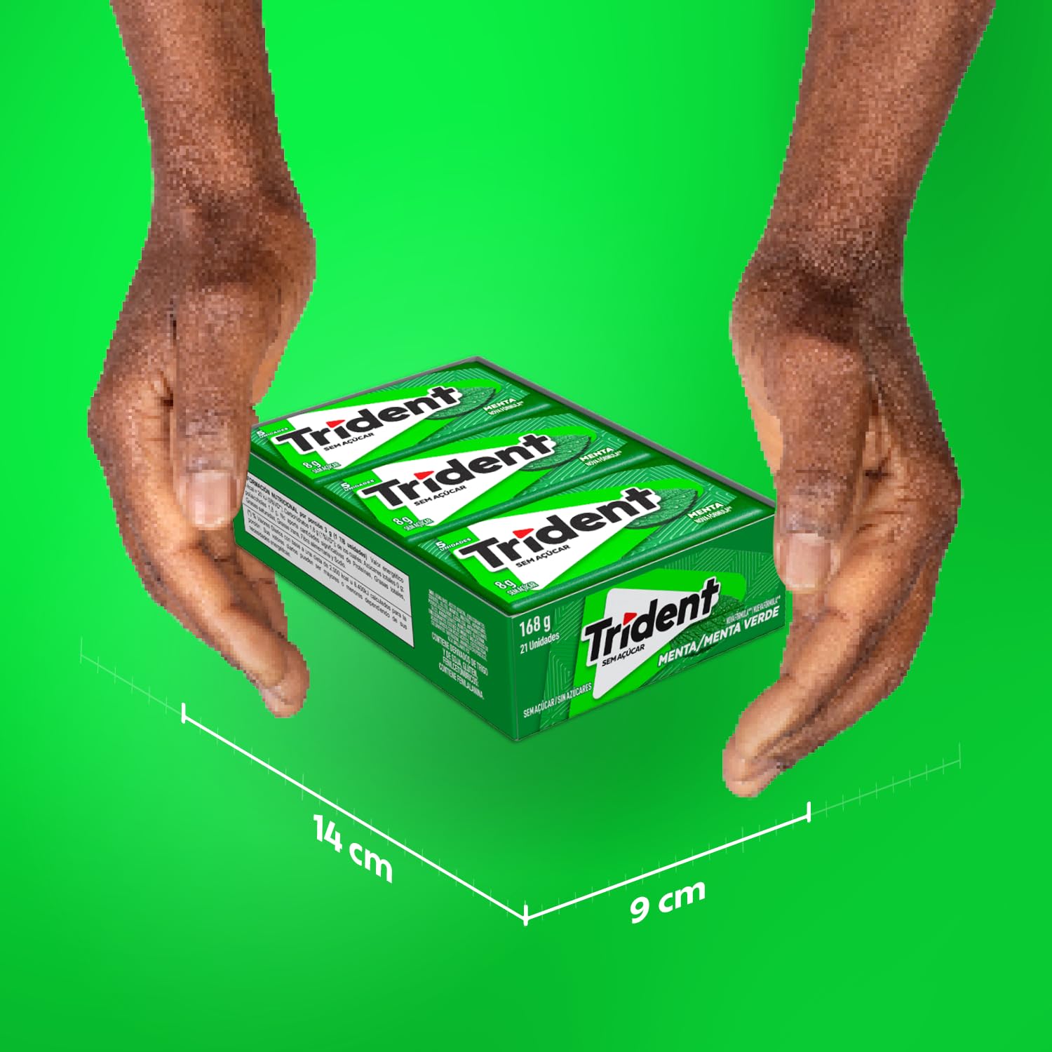 Chiclete Trident Menta Sem Açúcar - Caixa com 21 unid. de 8g